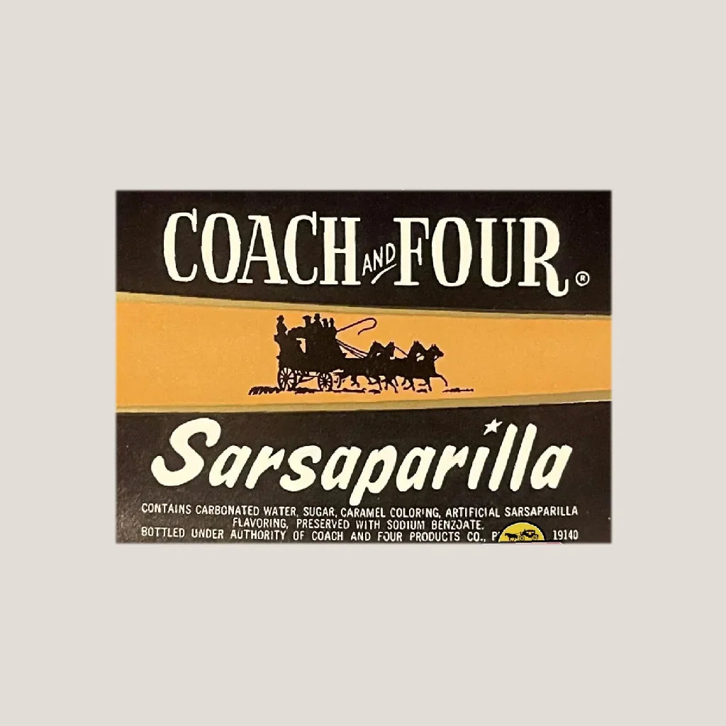 Vintage Coach and Four Sarsaparilla Soda Label from 1960s Philly