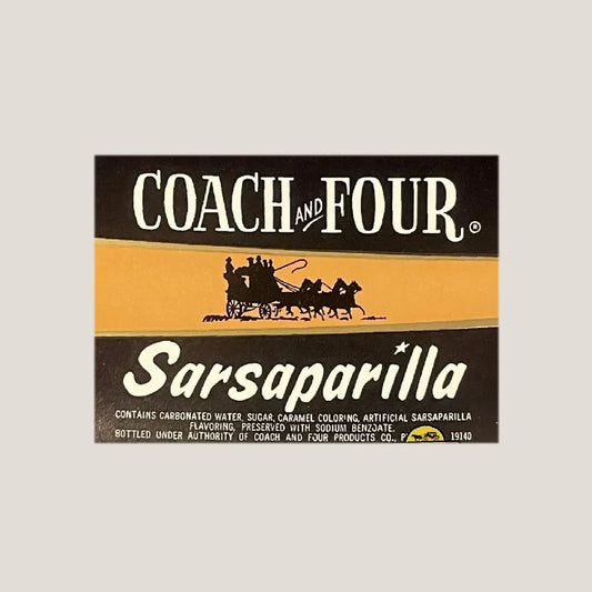 Vintage Coach and Four Sarsaparilla Soda Label from 1960s Philly
