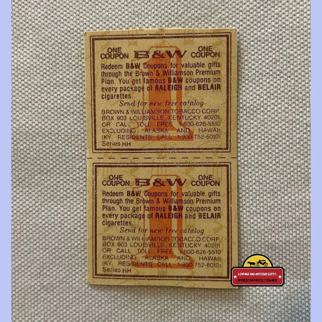 Rare 60s 70s Raleigh Tobacco Coupons Brown and Williamson Collectible