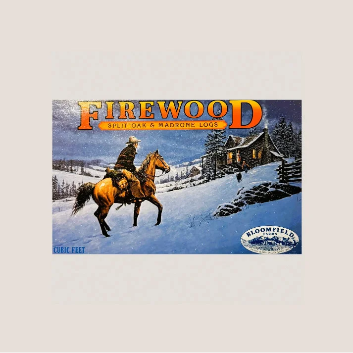 Vintage Cowboy Firewood Label Brings Winter Nostalgia to Life