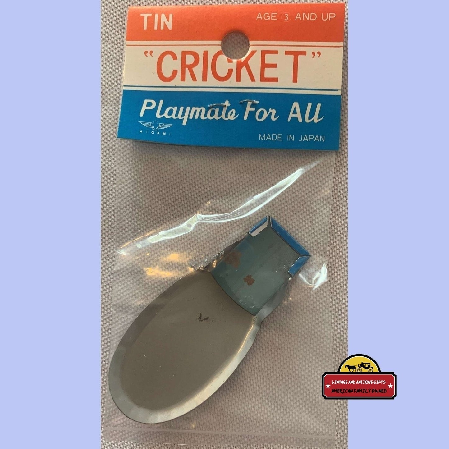 Rare 1950s Cowgirl Tin Clicker Cricket in Original Package