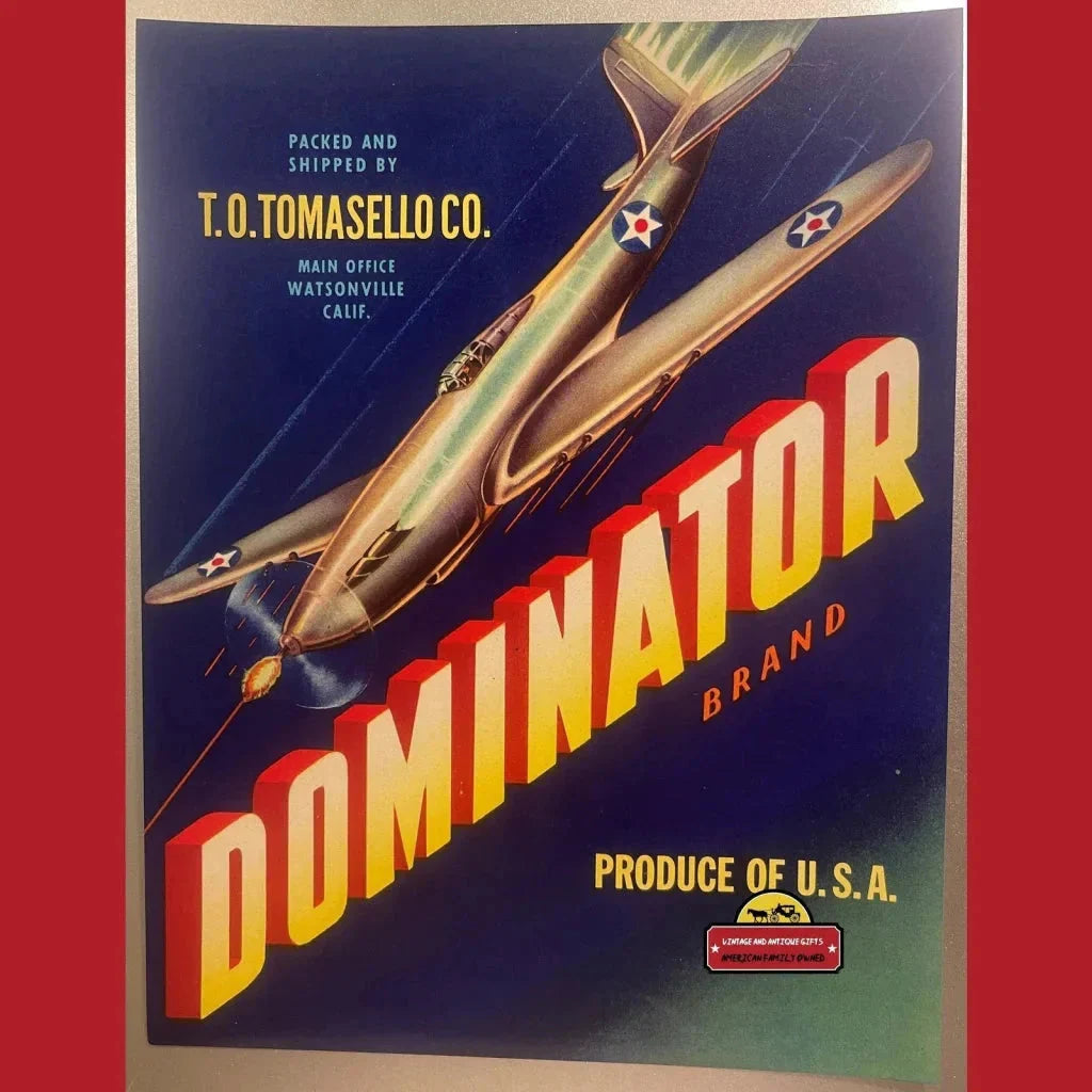 Rare Vintage Dominator Crate Labels from 1940s and 1950s California