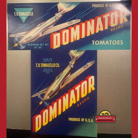 Rare Vintage Dominator Crate Labels from 1940s and 1950s California