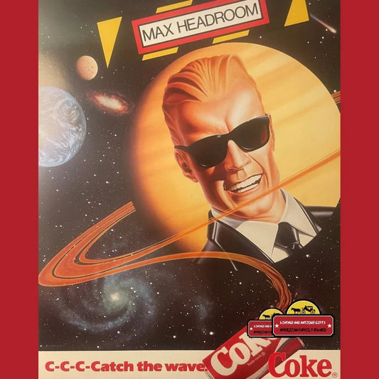 Rare 1986 Vintage Max Headroom Coca-Cola Poster Bursts with Color