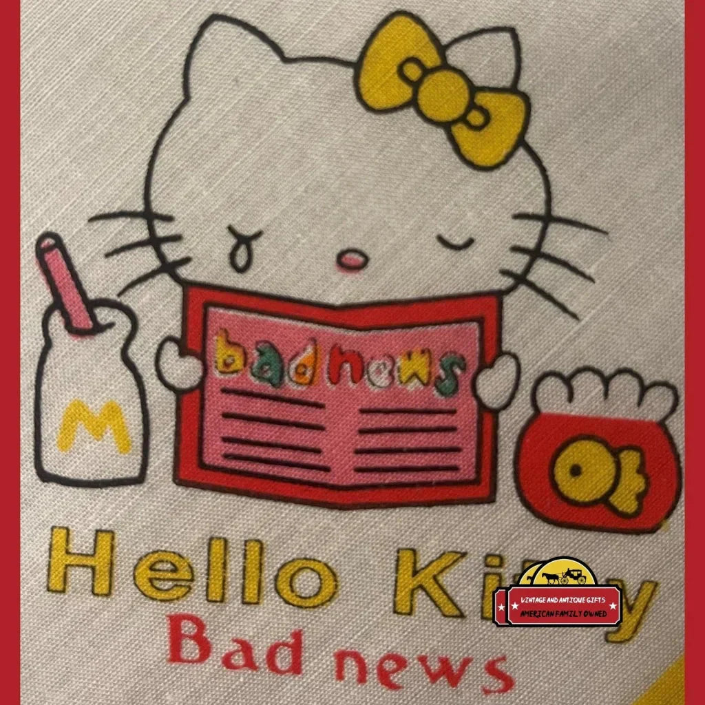 Rare 1980s Hello Kitty Cotton Cloth Napkin Handkerchief Treasure