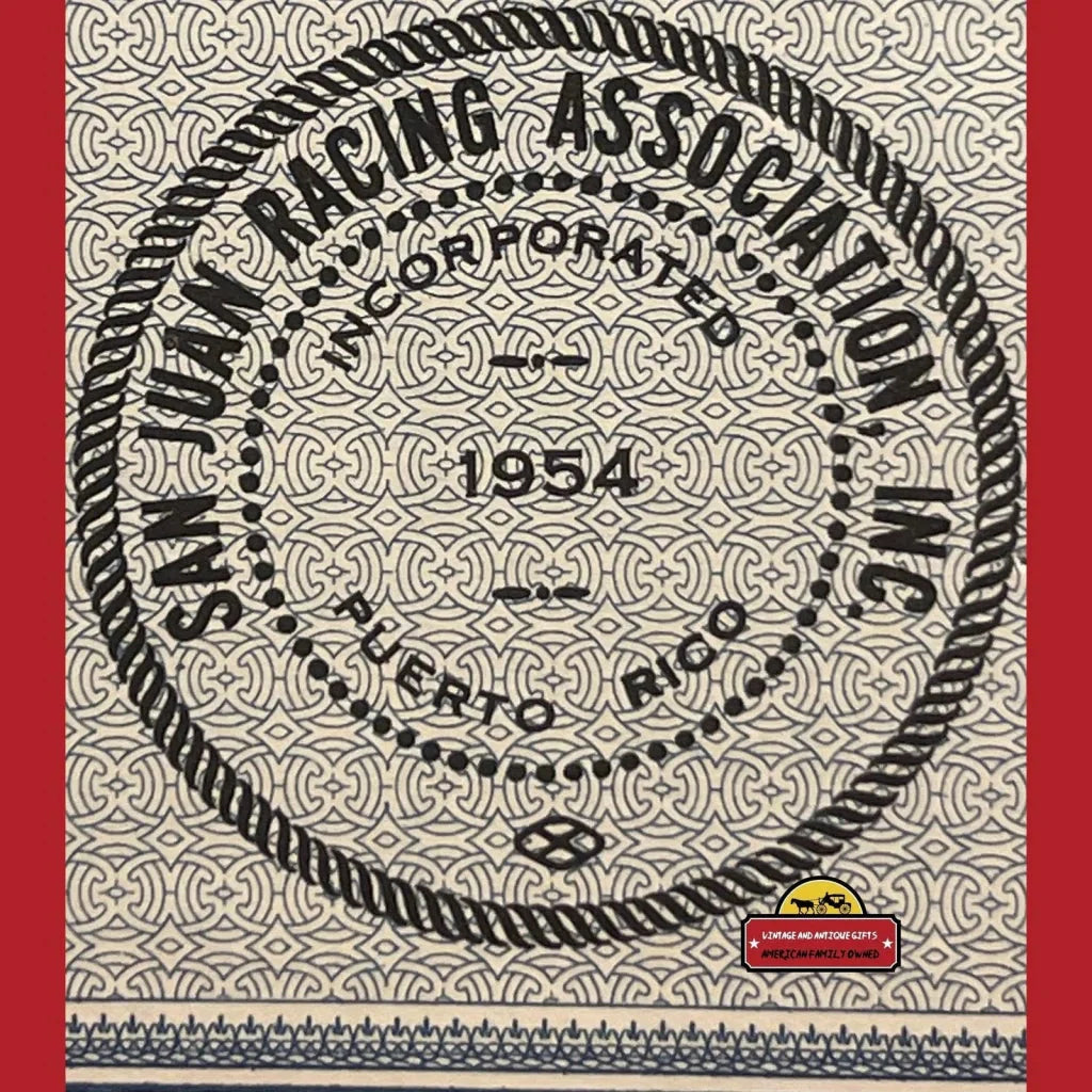 Rare 1960s San Juan Racing Stock Certificate Wall Art
