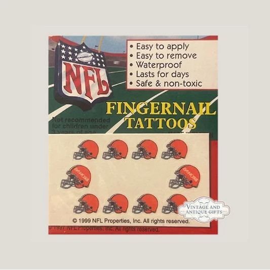 Vintage NFL Fingernail Tattoos Unleash Browns Fan Spirit