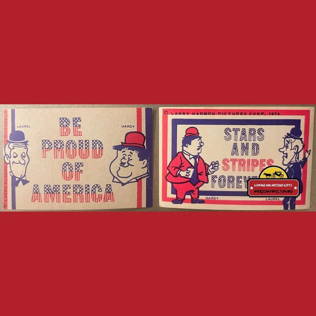 Vintage Patriotic Laurel and Hardy Stickers Celebrate Americana