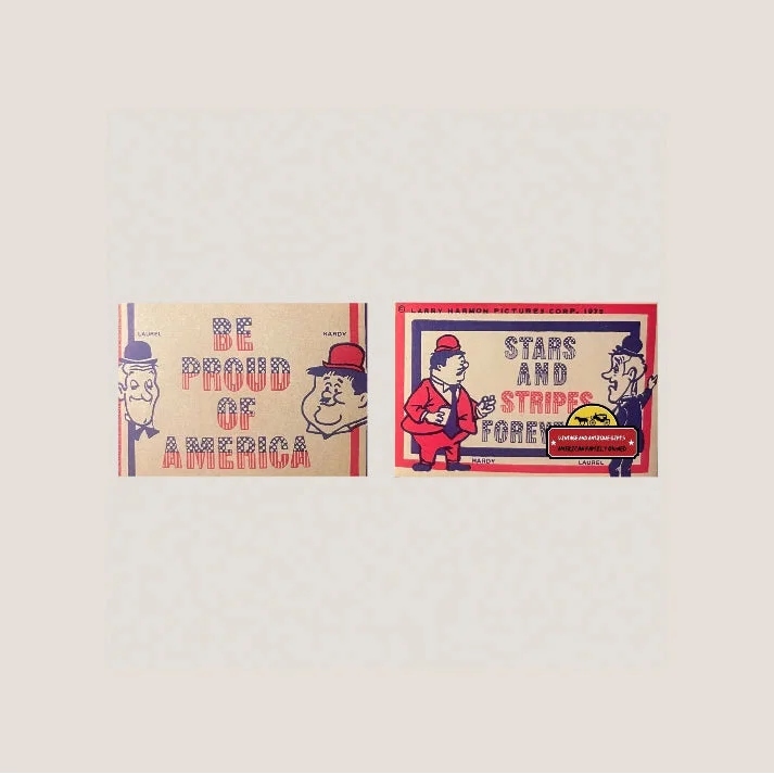 Vintage Patriotic Laurel and Hardy Stickers Celebrate Americana