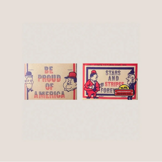 Vintage Patriotic Laurel and Hardy Stickers Celebrate Americana
