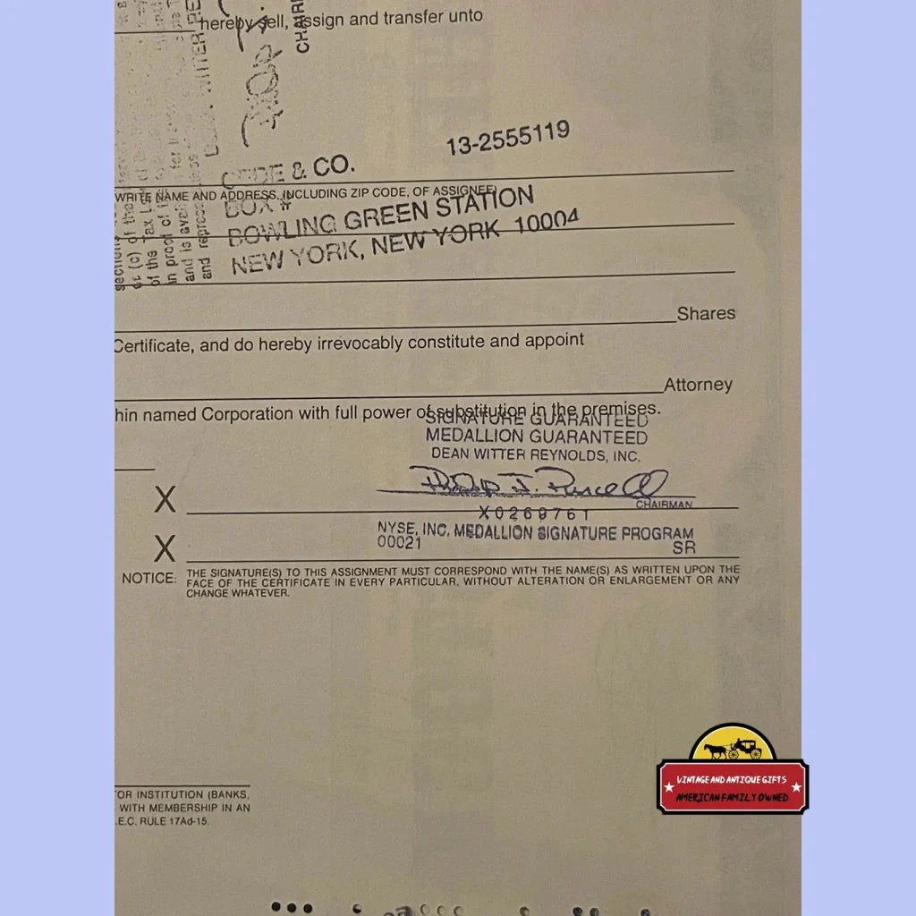 Rare 1997 Signature Resorts Stock Certificate Collectible