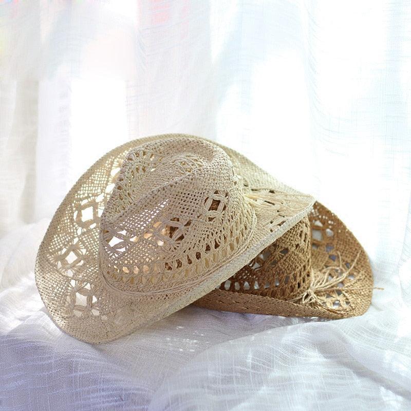 Vintage Straw Cowboy Hat Hand Made Beach Straw Hat Summer Outdoor Men's And Women's Big Brim Sun Hat  Elegant Party Cap Sun Protection Unisex Hats Breathable Hat