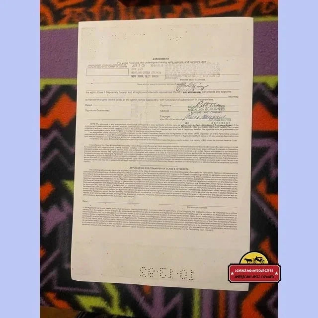 Rare Vintage Sun Distributors Stock Certificate from 1990s Sunoco