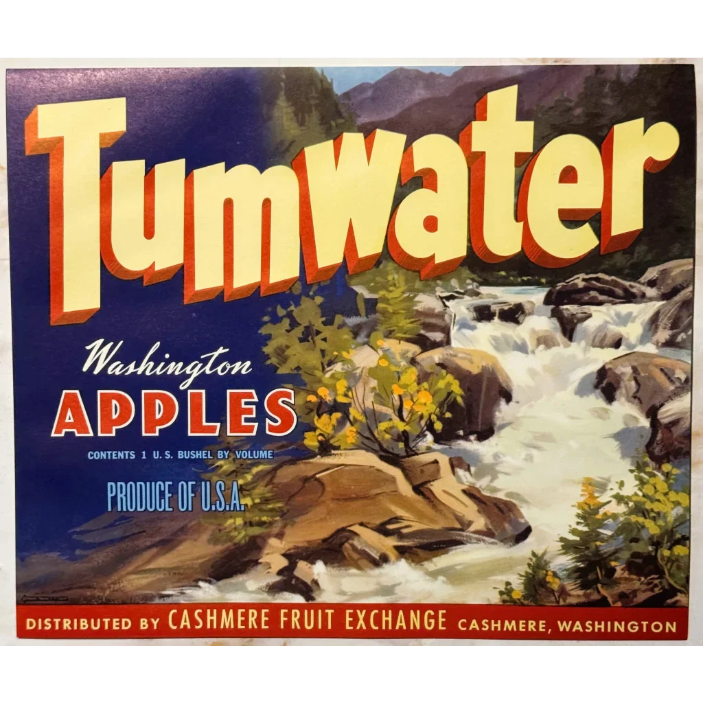 Vintage Tumwater Apple Label from Cashmere Fruit Exchange