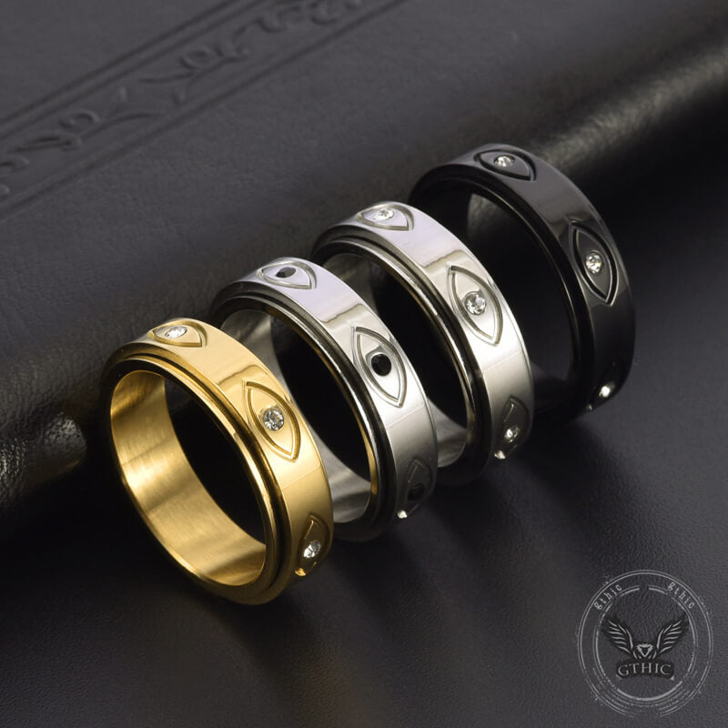 Vintage All-seeing Eye Stainless Steel Spinner Ring