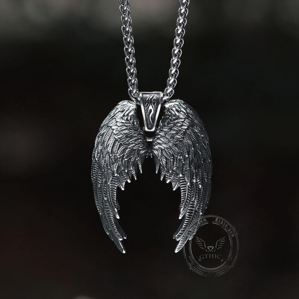 Vintage Angel Wings Stainless Steel Pendant