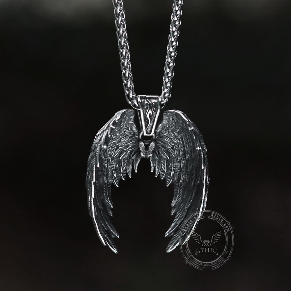 Vintage Angel Wings Stainless Steel Pendant