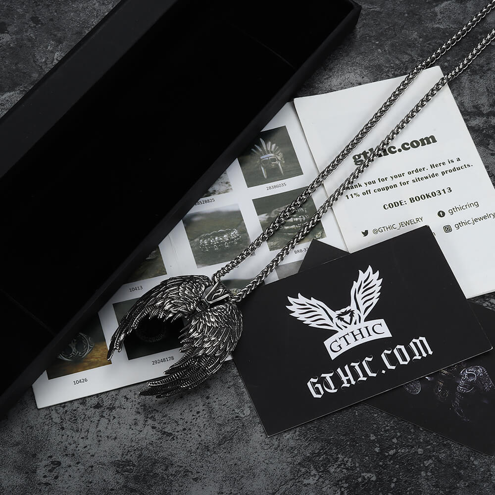 Vintage Angel Wings Stainless Steel Pendant