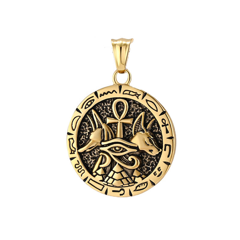 Vintage Anubis Ankh Cross Stainless Steel Pendant