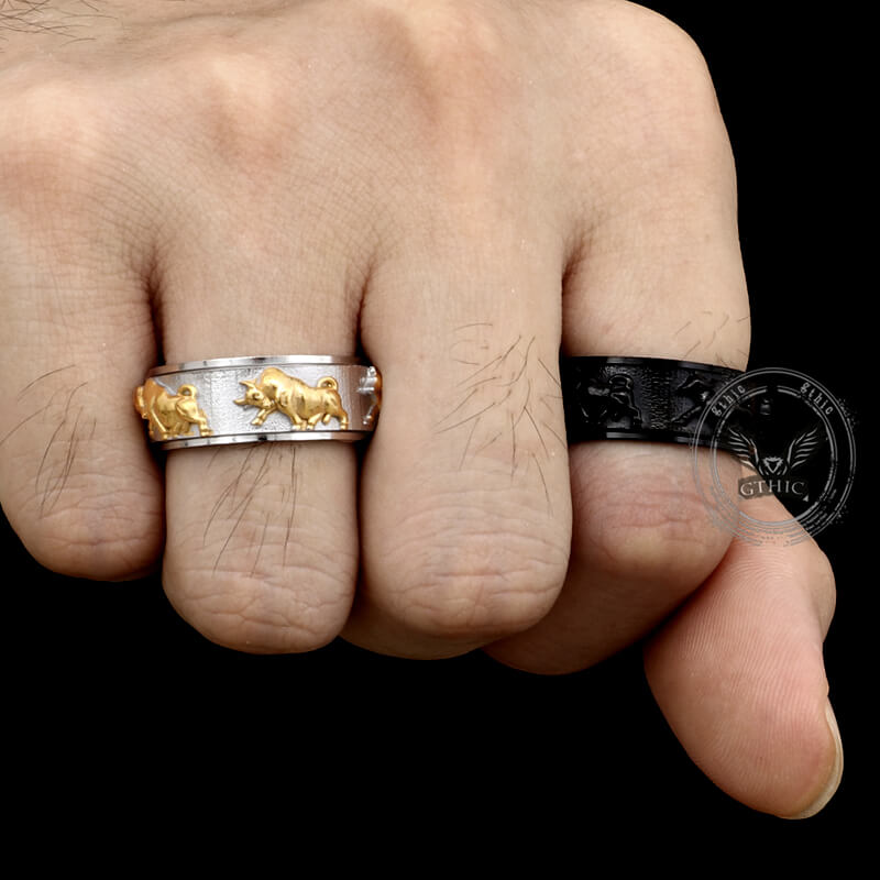 Vintage Bull Stainless Steel Spinner Ring