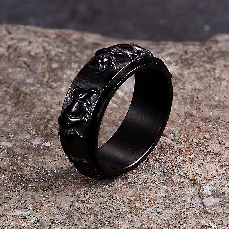 Vintage Bull Stainless Steel Spinner Ring