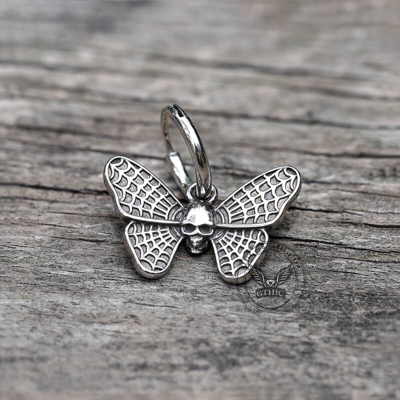 Vintage Butterfly Skull Stainless Steel Hoop Earrings