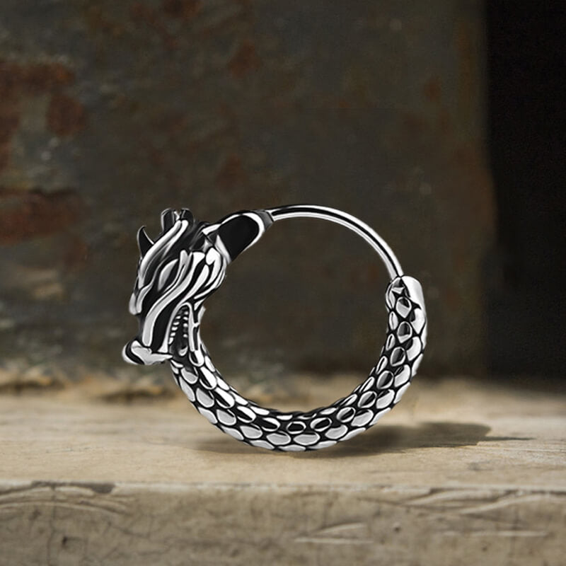 Vintage Chinese Dragon Design Stainless Steel Earrings