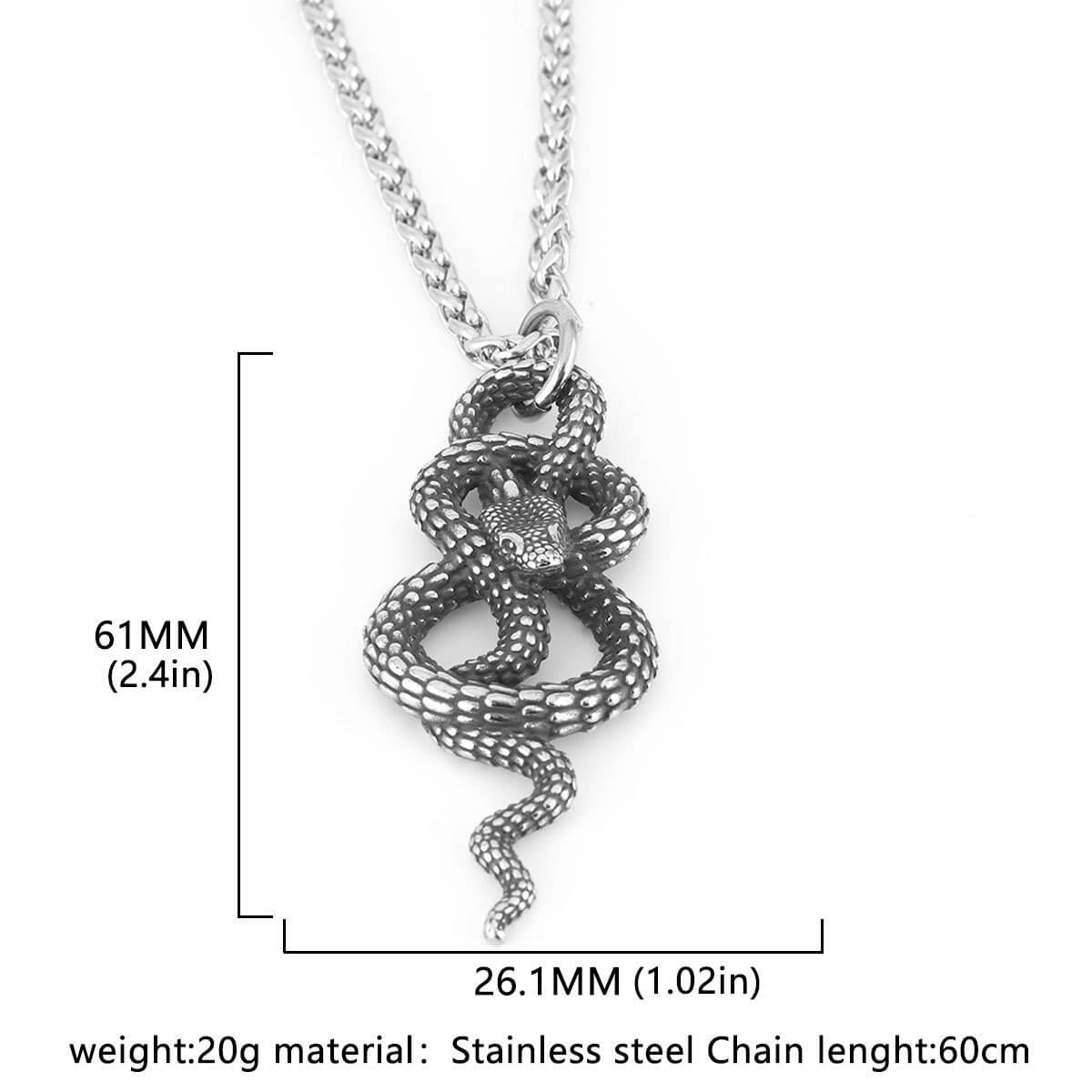 Vintage Coiled Snake Stainless Steel Pendant