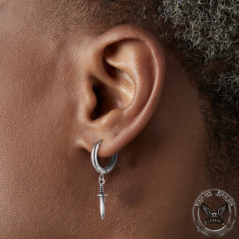 Vintage Dagger Design Stainless Steel Earrings