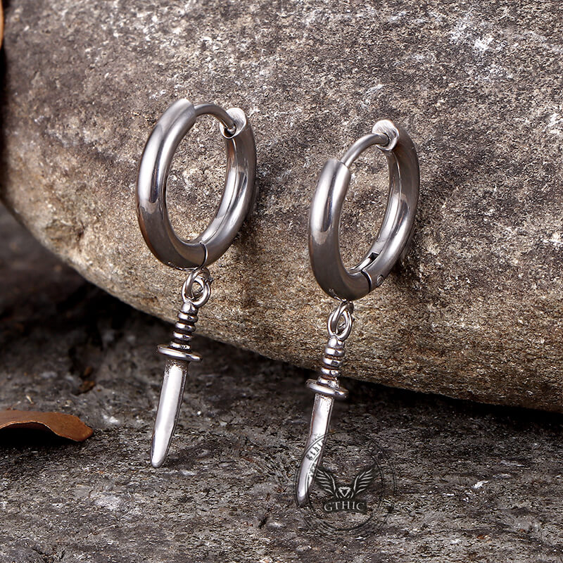 Vintage Dagger Design Stainless Steel Earrings