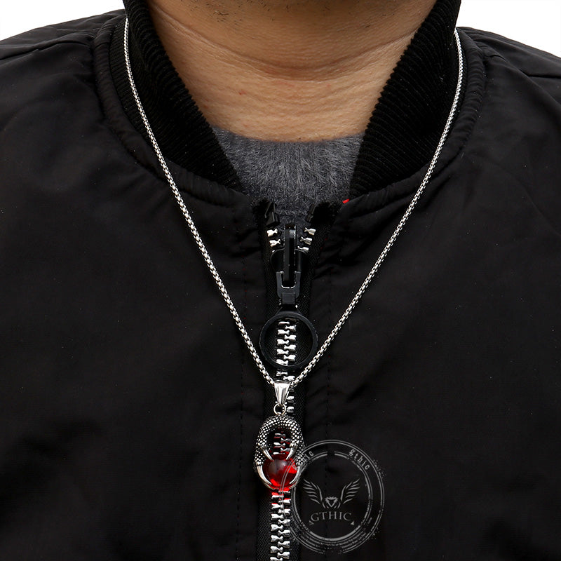 Vintage Dragon Claw Agate Stainless Steel Pendant