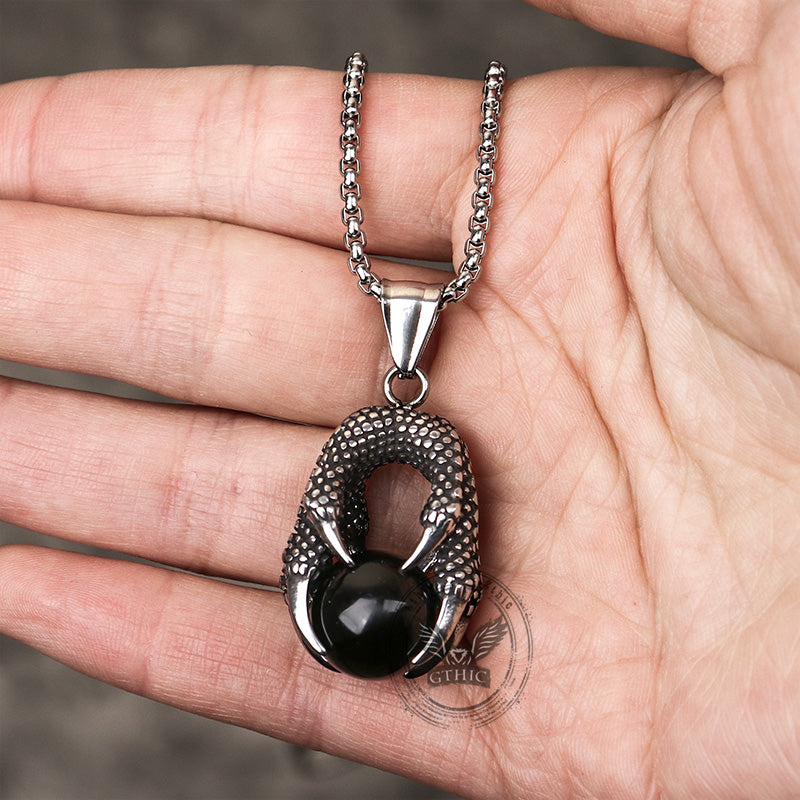 Vintage Dragon Claw Agate Stainless Steel Pendant