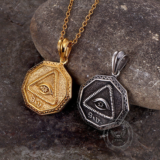 Vintage Eye of Providence Stainless Steel Pendant