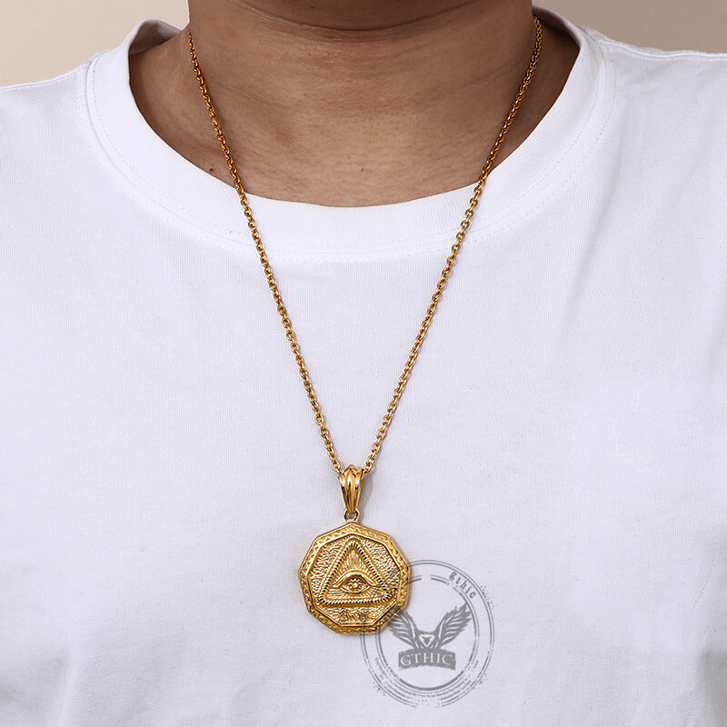 Vintage Eye of Providence Stainless Steel Pendant