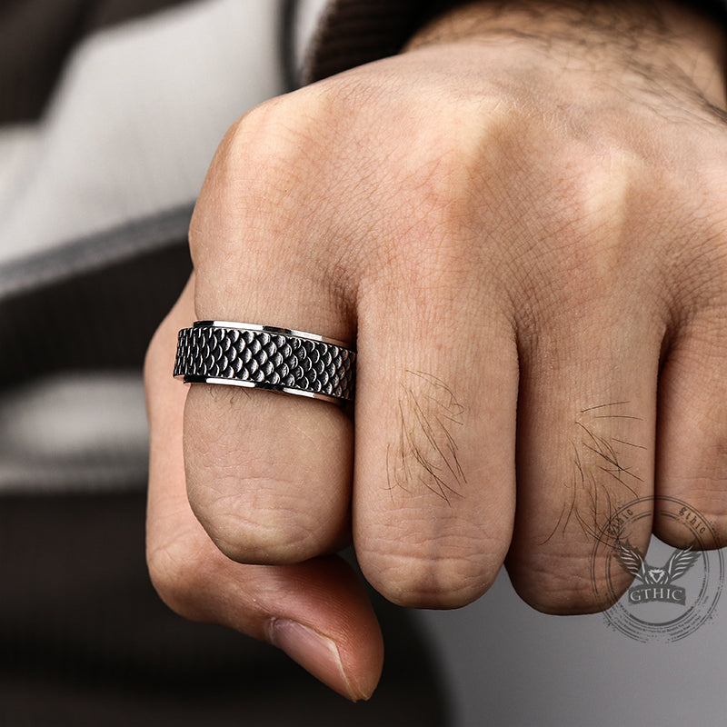 Vintage Fish Scale Spinner Stainless Steel Ring