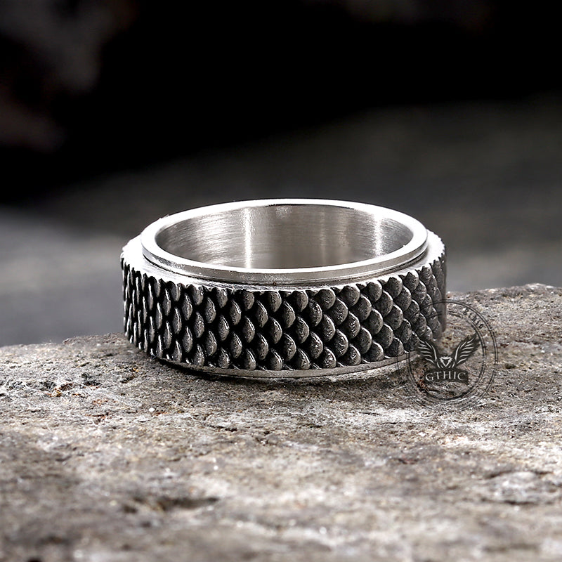 Vintage Fish Scale Spinner Stainless Steel Ring