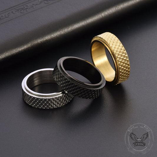 Vintage Fish Scale Spinner Stainless Steel Ring