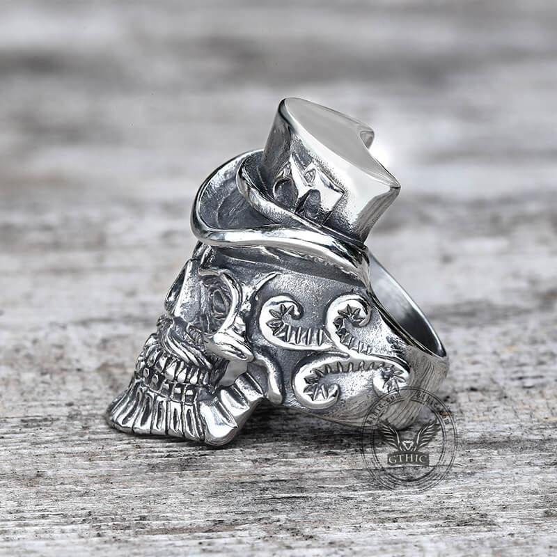 Vintage Gentleman Skull Stainless Steel Ring