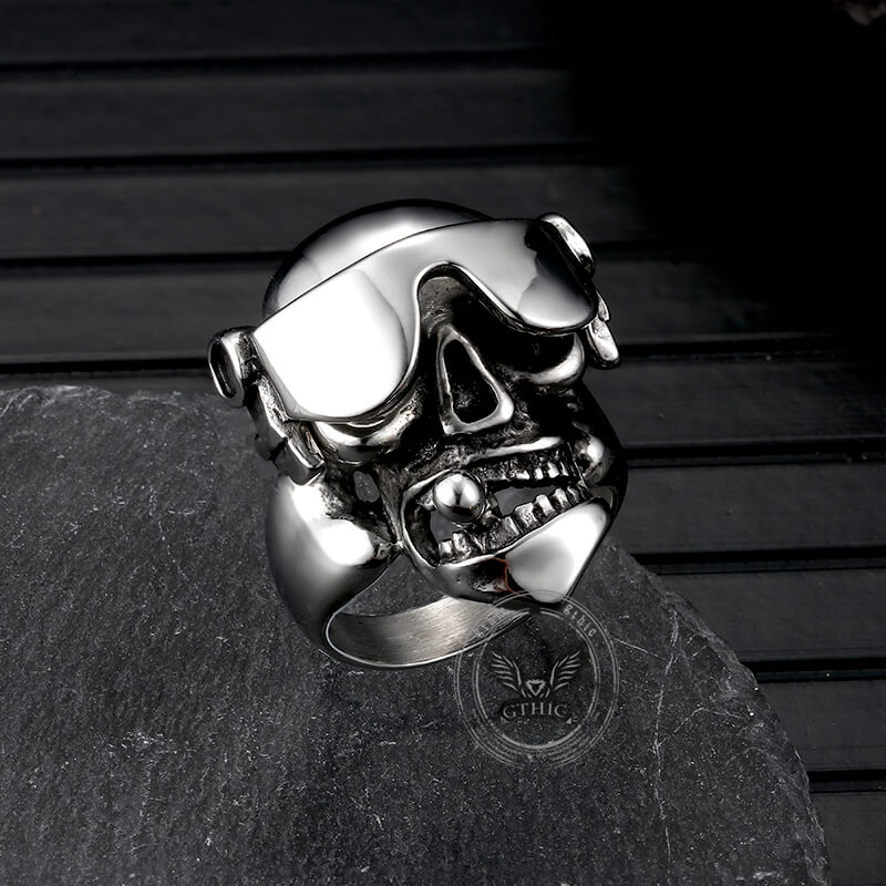 Vintage Goggles Skull Stainless Steel Ring