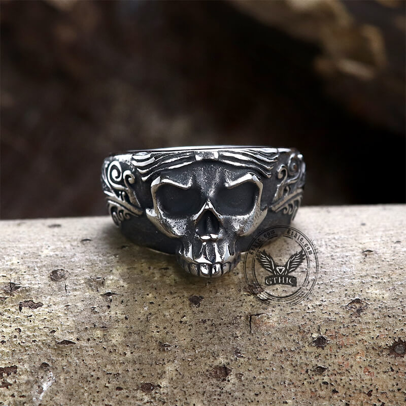 Vintage Goth Stainless Steel Skull Ring
