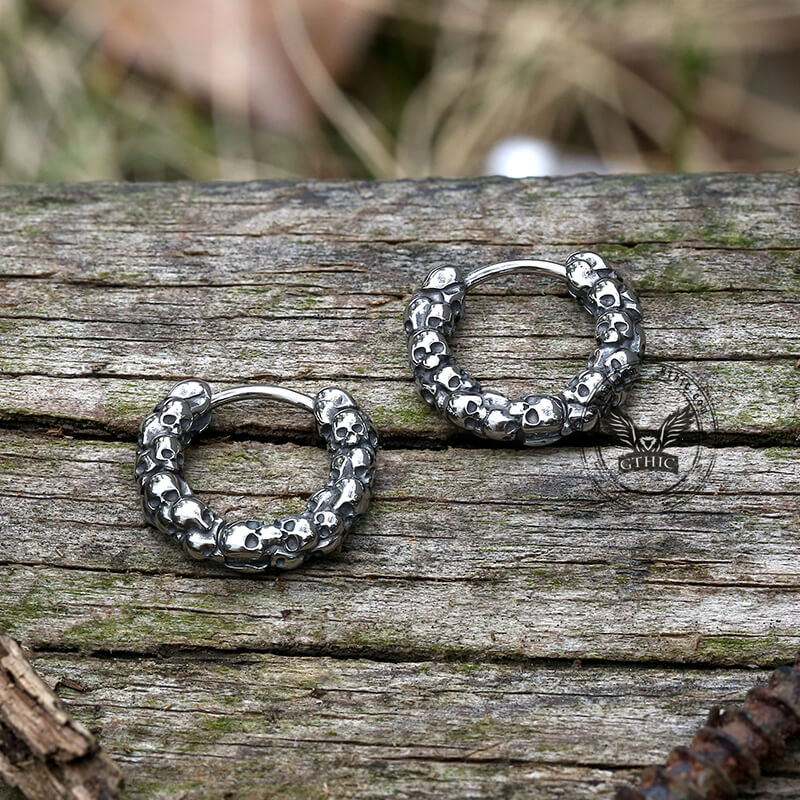 Vintage Gothic Skulls Stainless Steel Earrings