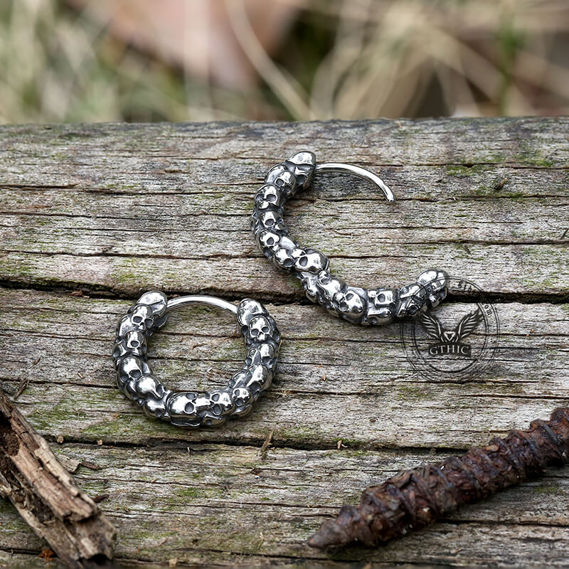 Vintage Gothic Skulls Stainless Steel Earrings