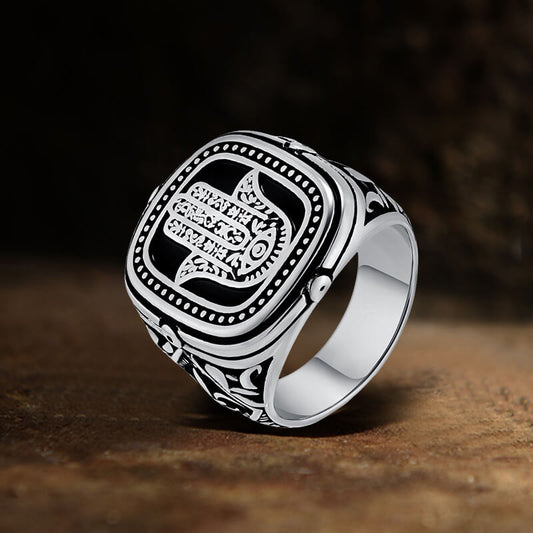 Vintage Hand of Fatima Stainless Steel Ring