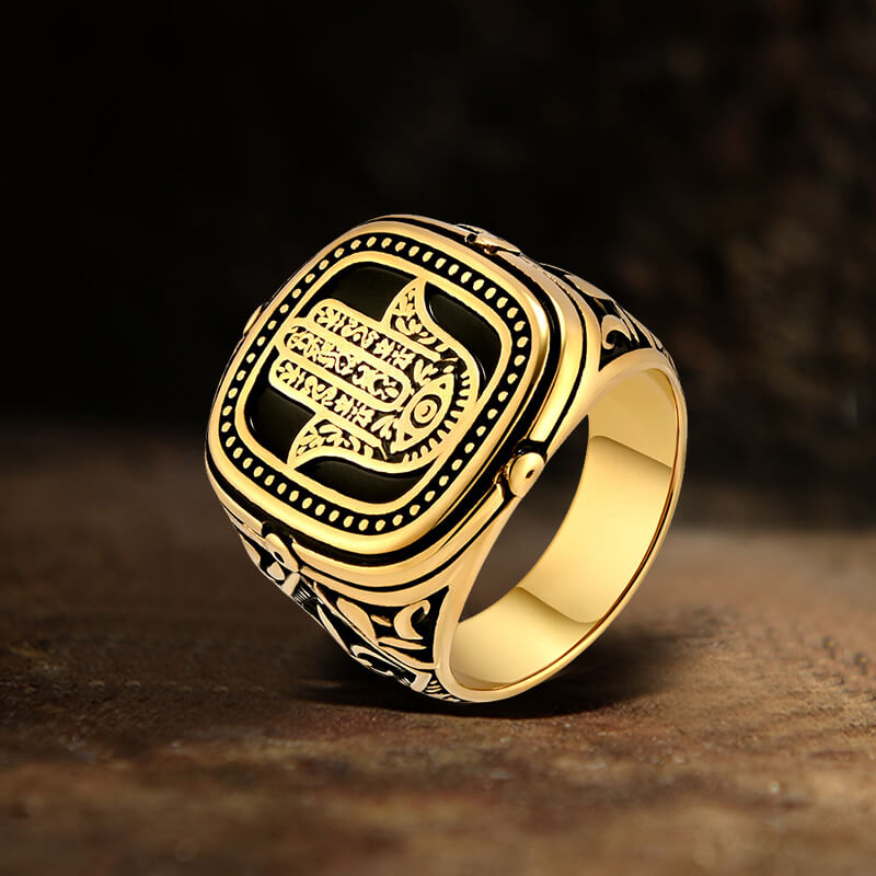 Vintage Hand of Fatima Stainless Steel Ring