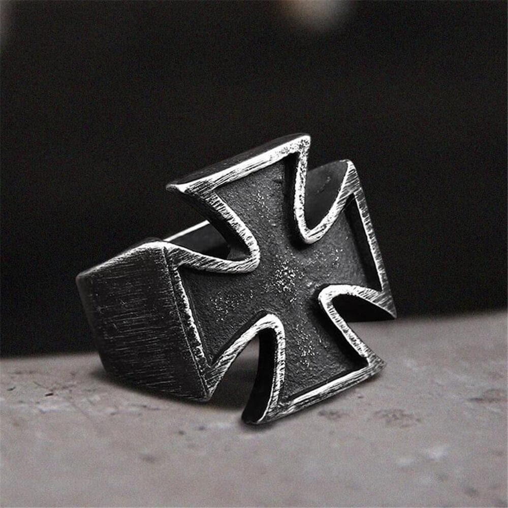 Vintage Iron Cross Stainless Steel Ring