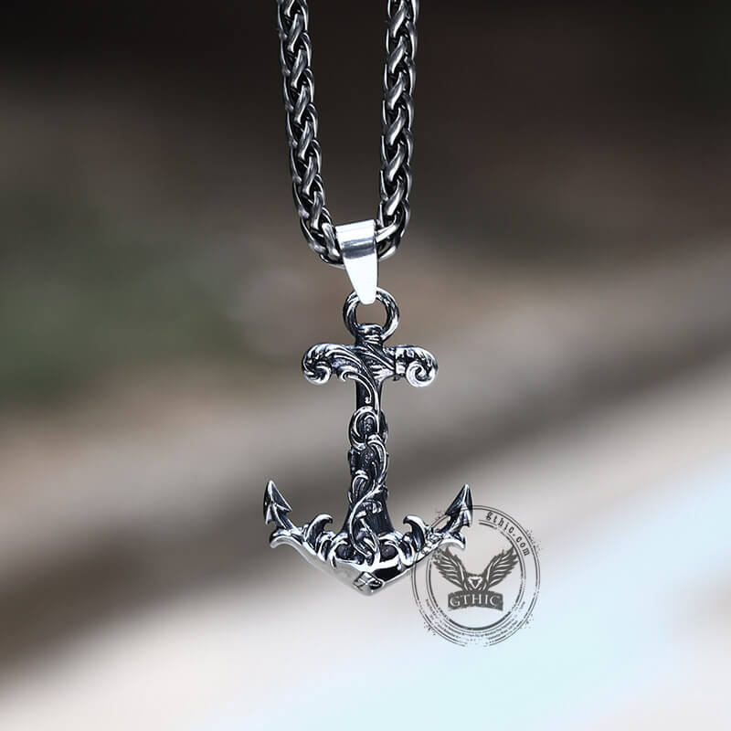 Wave Anchor Stainless Steel Marine Pendant
