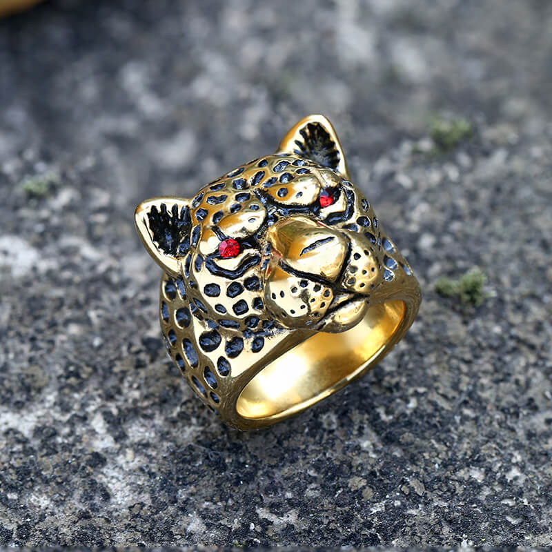 Vintage Leopard Head Stainless Steel Ring