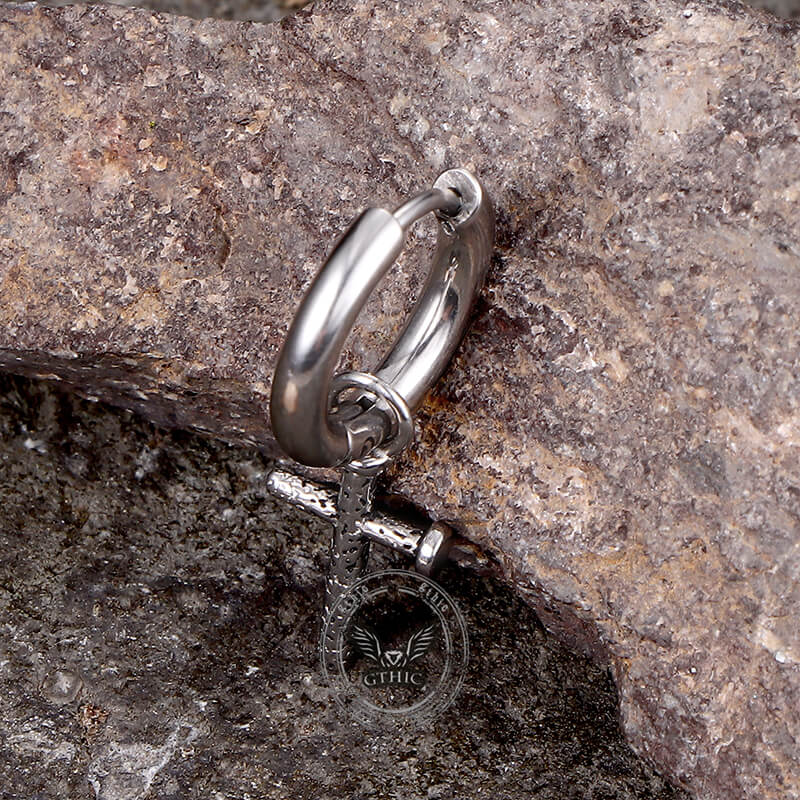 Vintage Nail Cross Stainless Steel Stud Earrings