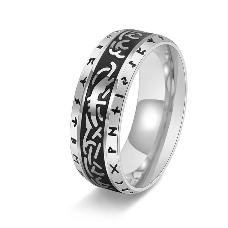 Vintage Nordic Runes Stainless Steel Viking Ring