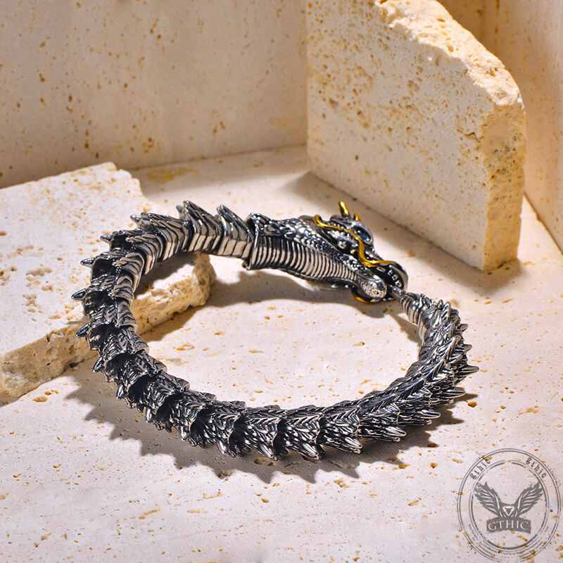Vintage Oriental Dragon Stainless Steel Bracelet